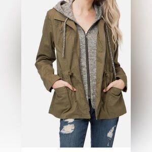 Love Tree  Utility Zipper Hooded Lightweight Jacket
